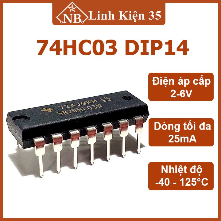 Ic logic 74hc03 2-input nand dip14