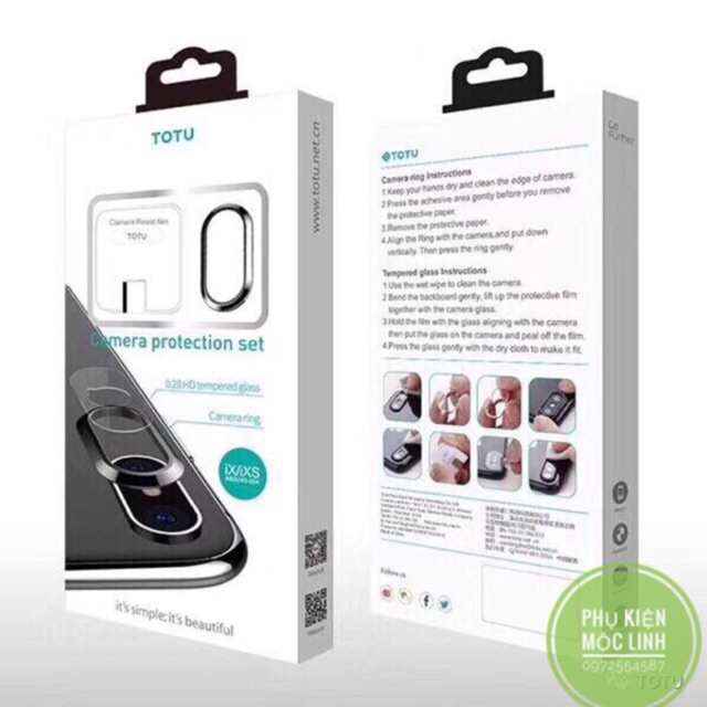 Combo kính + bảo vệ camera iphone xs max xs x hiệu totu cao cấp