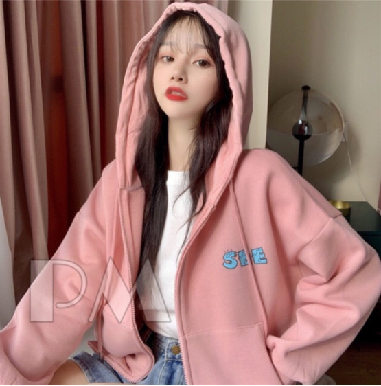 freeshipmax-Áo khoá lô gô SEE tua rua