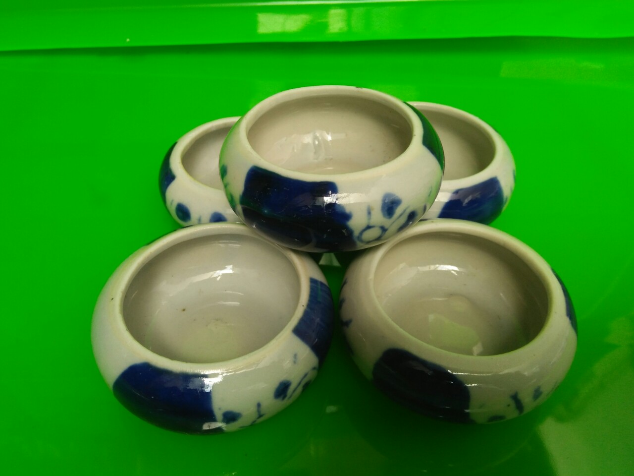 Combo 5 Cóng sứ đựng sâu cho chim men đẹp cao cấp