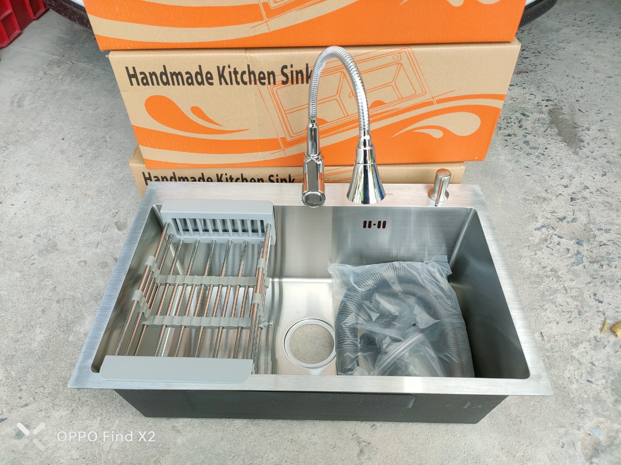[Chậu Đúc 1 Hộc] Chậu rửa chén bát inox 304 chậu đúc KT 6845