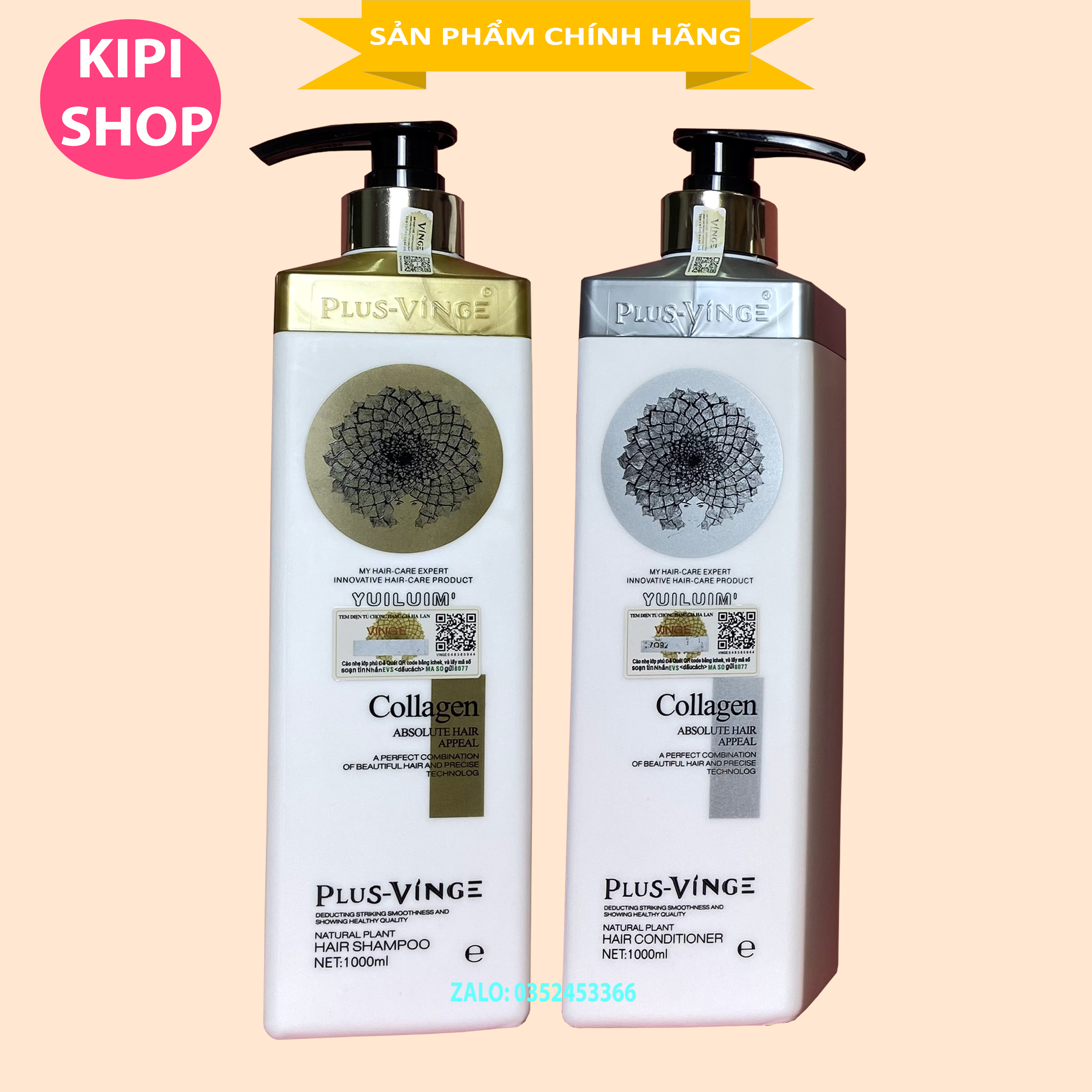[CÓ TEM HÀNG CHÍNH HÃNG] Bộ dầu gội + Dầu xã COLLAGEN VINGE 1000ML