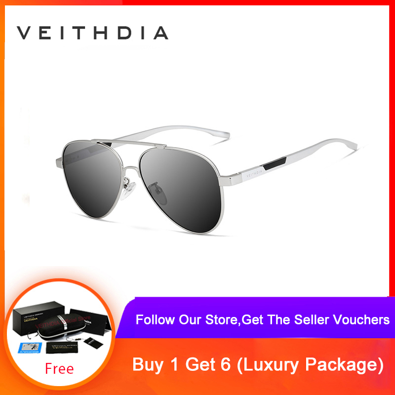 VEITHDIA Men's Aluminum Magnesium Sunglasses Photochromic Sunglasses Polarized UV400 Lens Eyewear Accessories Male For Men 6699