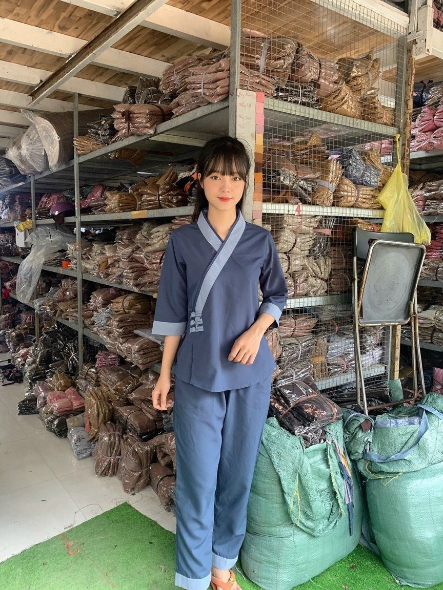 Đồ Lam Nữ Đi Chùa mẫu 3 nút