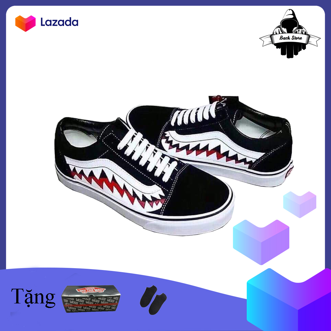 [HCM][ Tặng Box + Vớ ] Giày thể thao sneaker nam nữ Vans Bape Cá Mập