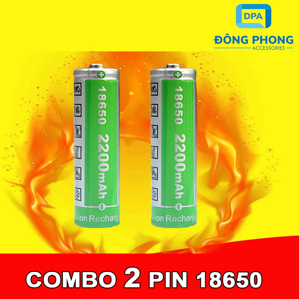 Combo 2 Viên Pin Sạc Lithium ion 18650 4.2V 2200mAh