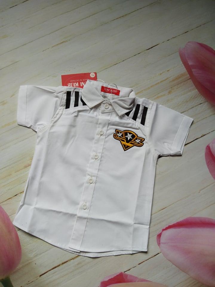 áo sơ mi trắng ngắn tay bé trai