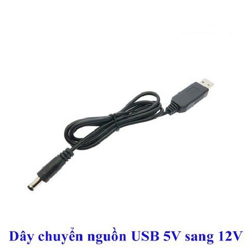 Cáp tăng điện áp từ sạc dự phòng 5V usb sang 9V 12V 5.5mm