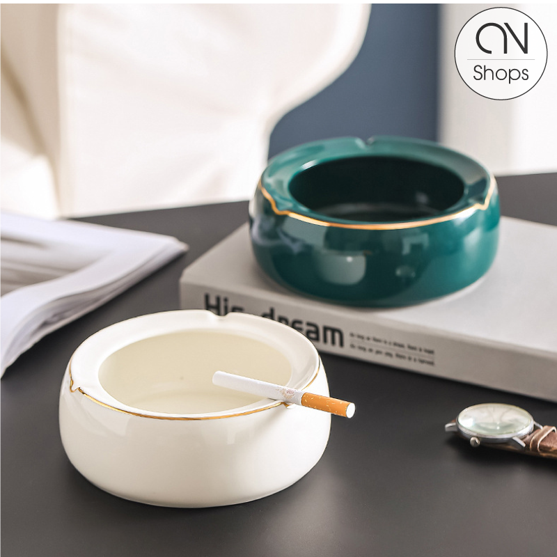 Gạt Tàn Gốm Sứ Màu Trắng Cao Cấp