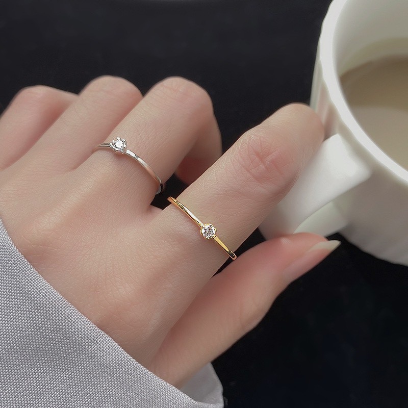 Nhẫn bạc nữ basic, nhẫn bạc 925 đính đá nhỏ đẹp đơn giản DUYSON SILVER [NKX13]