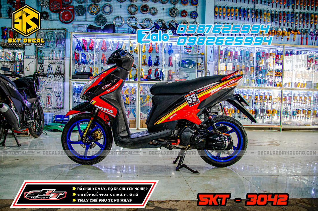tem trùm xe luvias đỏ đen motul