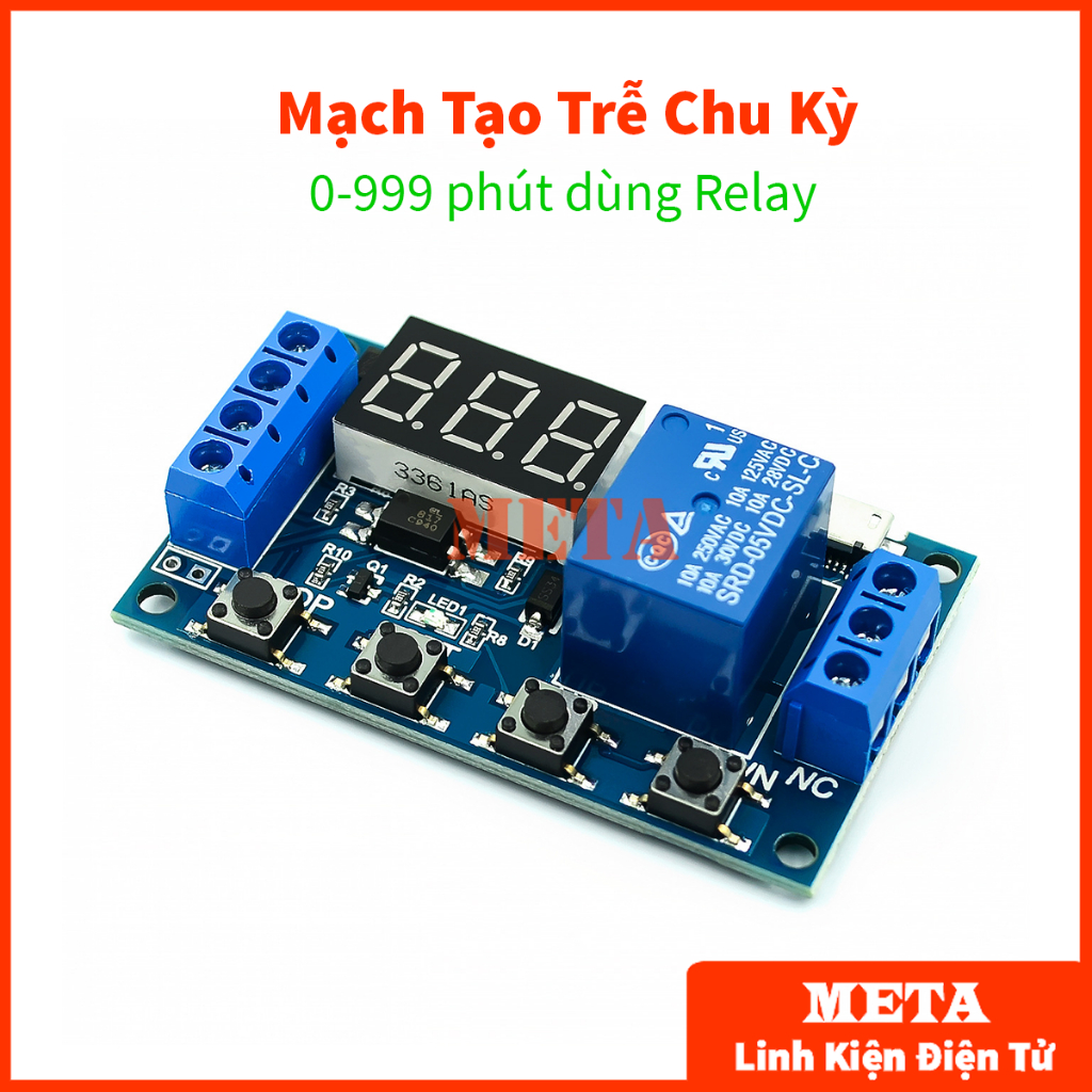 Mạch tạo trễ chu kỳ 0-999 phút dùng relay xy-j02, mạch hẹn giờ 5v-30v đóng ngắt thiết bị