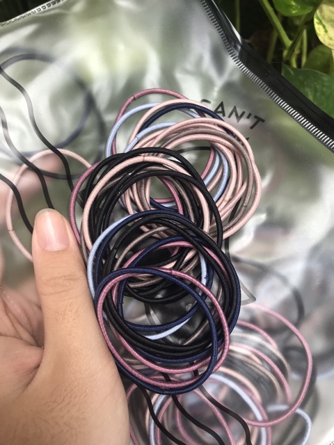 [HCM]Set 100 dây buộc tóc trơn kèm túi zip