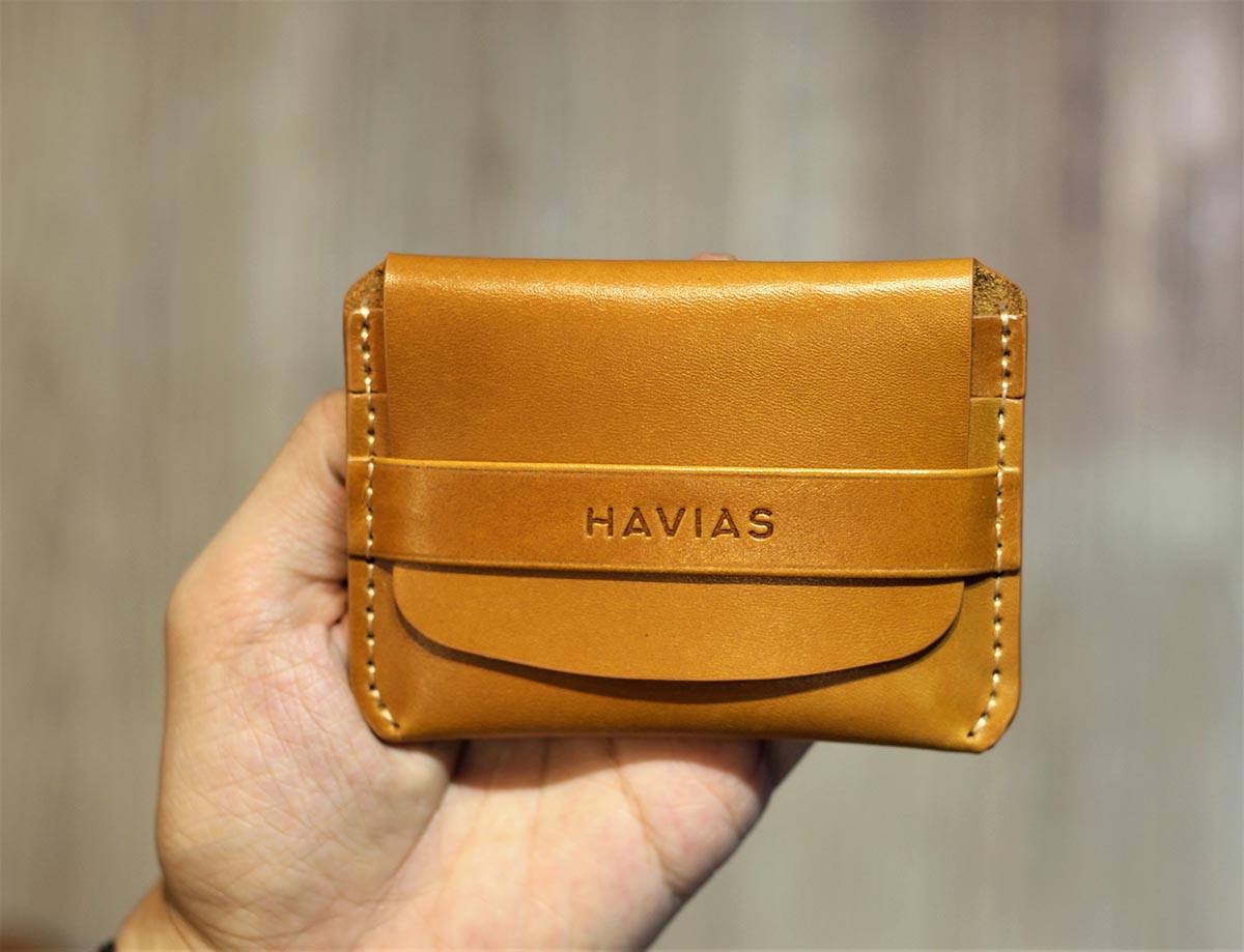 Smile HAVIAS ví mini thủ công da Shell Cordovan 100%