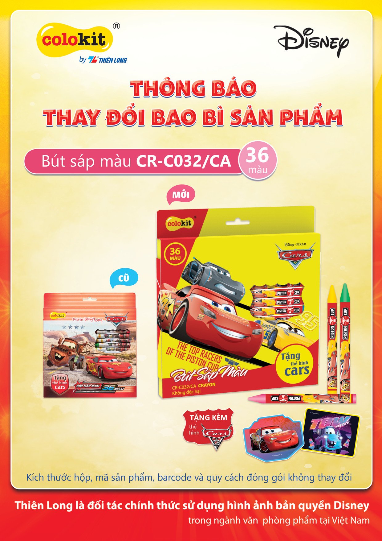 [HCM]Bút sáp 36 màu colokit cr-c032/ca - với hình ảnh nhân vật car disney (bản quyền) đa dạng mẫu mã chất lượng sản phẩm đảm bảo và cam kết hàng đúng như mô tả