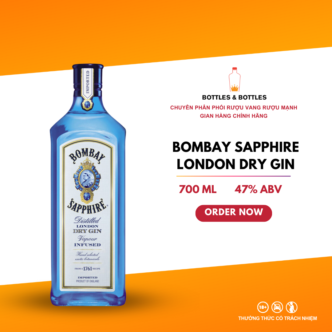 [CHÍNH HÃNG] Rượu London Dry Gin Bombay Sapphire - 700ML - 47%