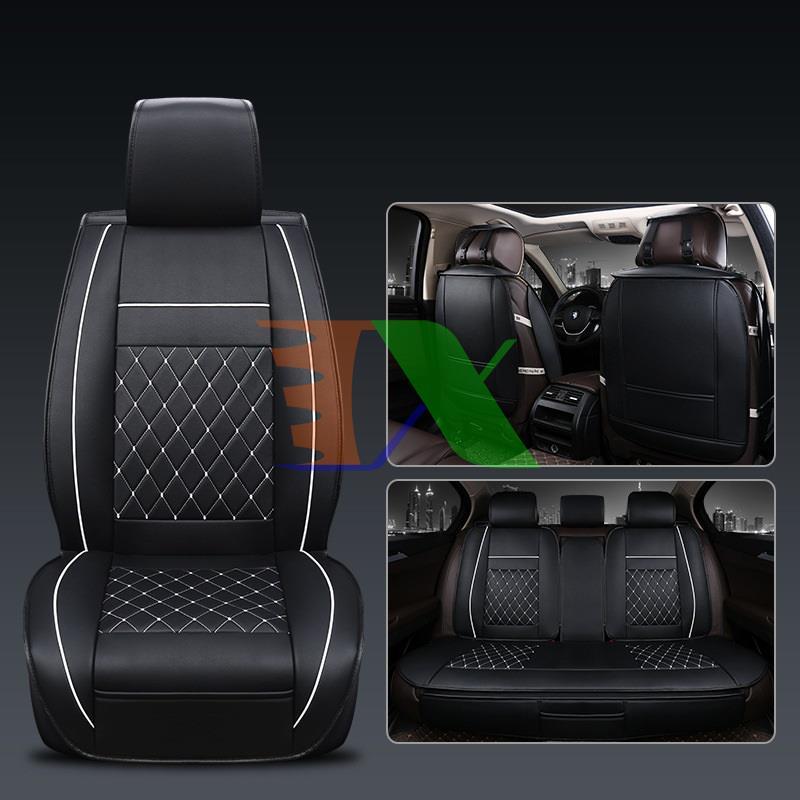 Áo ghế ô tô, Áo ghế xe hơi, bọc da ghế xe A00 (Đen, chỉ trắng) - Đủ 5 ghế