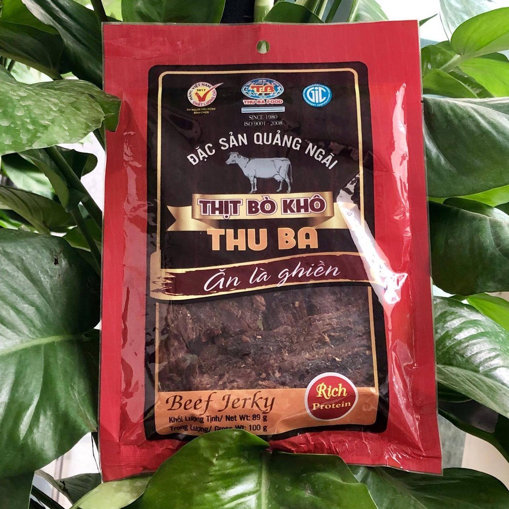 Thịt bò khô miếng THU BA - Đặc sản Quảng Ngãi [gói 100g]