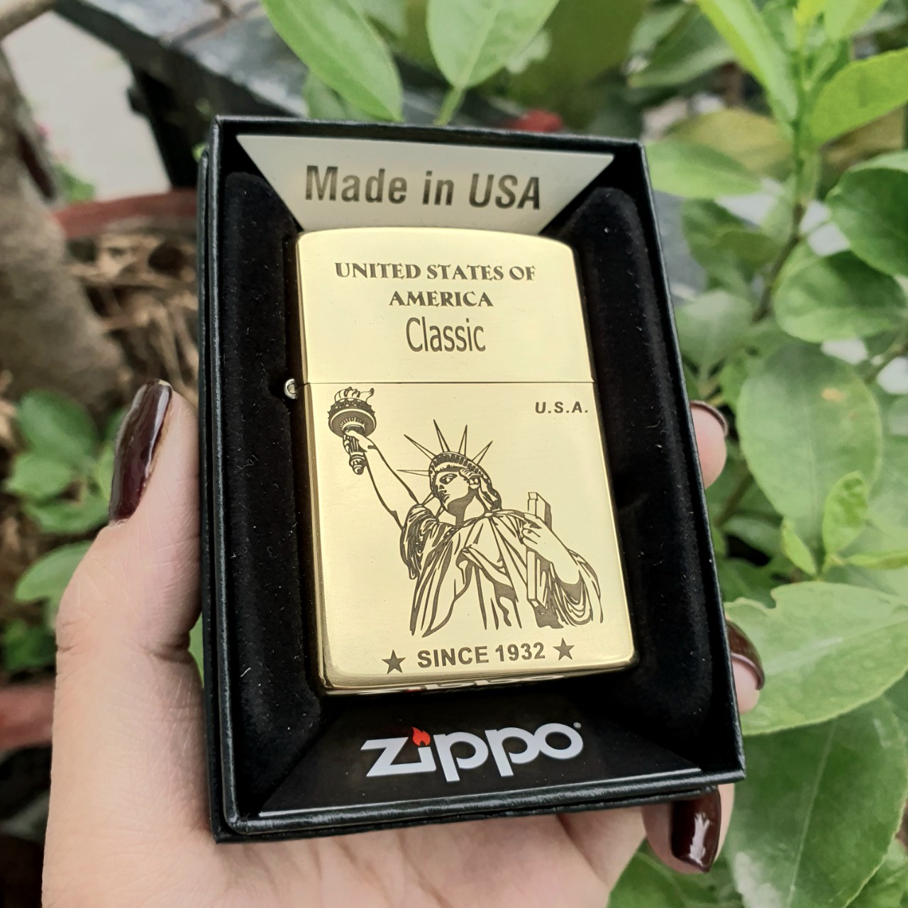 Zippo American Roman freedom goddess 1932 torch (bronze insert-genuine Wick) fire box perfect for gift
