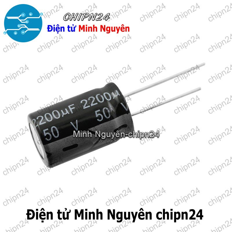 [3 con] (F259) Tụ hóa 2,200uF 50V Đen (16x25mm) (2200uF 50V) - HH001663