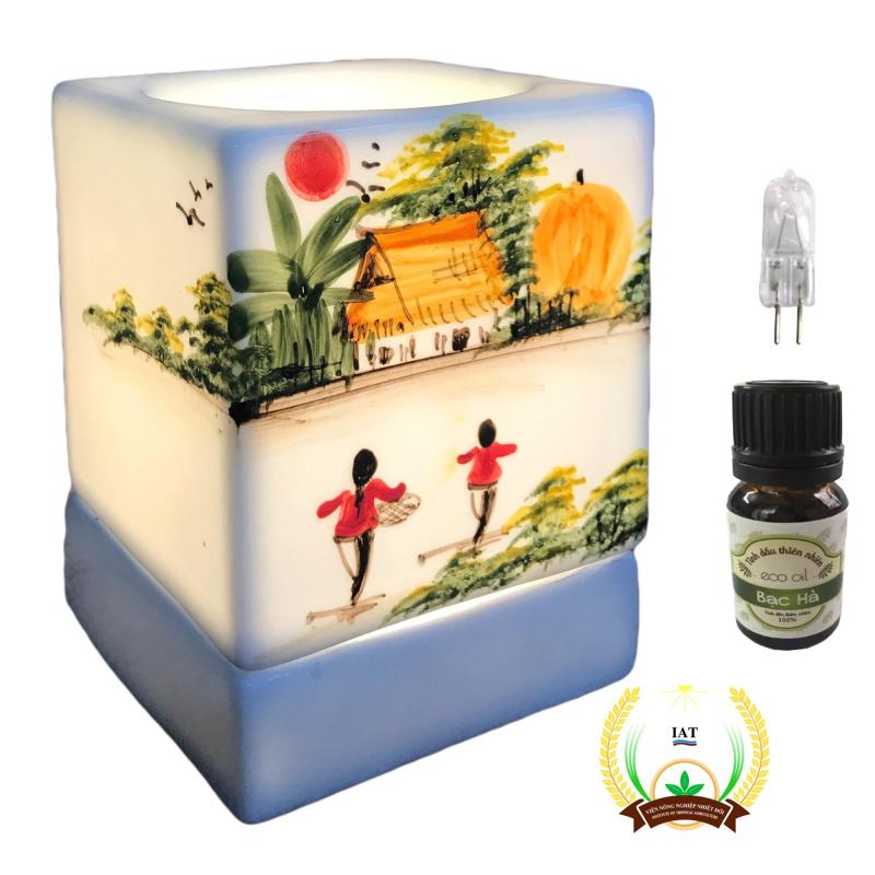 Đèn trang trí và xông tinh dầu vuông VGOM 4 tặng 1 chai bạc hà Eco oil 5ml và 1 bóng đèn