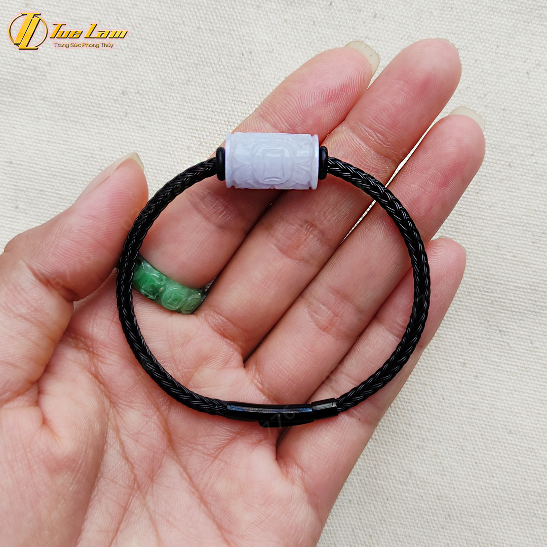 Vòng tay lu thống bạch ngọc khắc kim tiền hợp mệnh kim thủy, chiêu tài hút lộc - Tuệ Lâm