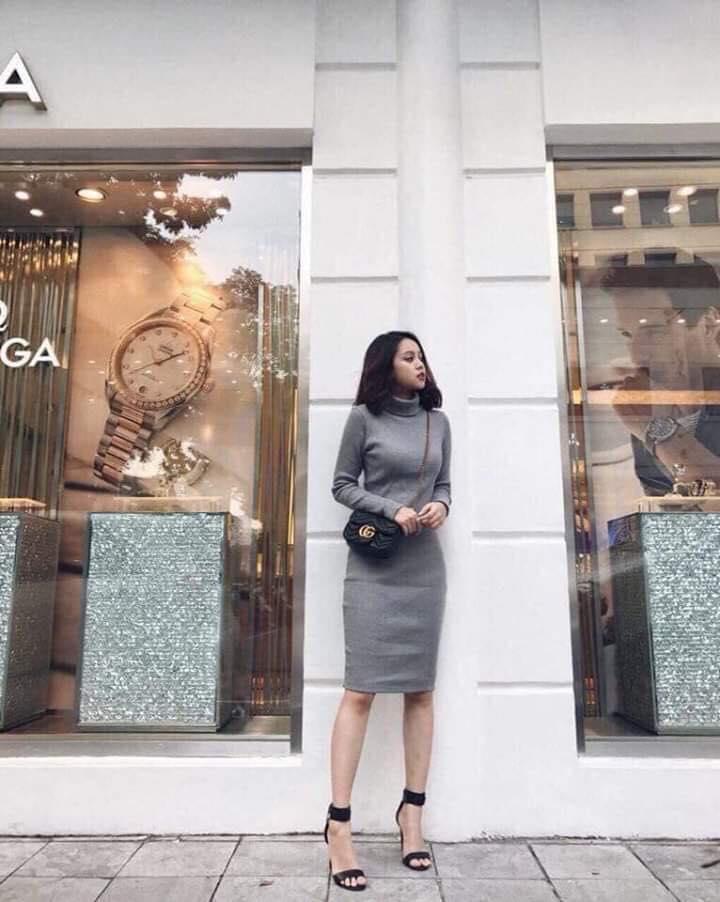 VÁY LEN CỔ LỌ ÔM BODY TÔN DÁNG, PHUONGMART