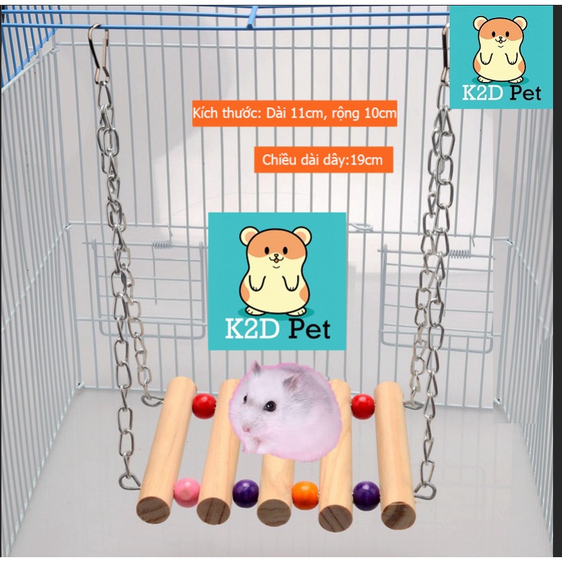 [Hoàn tiền 10%]Xích đu gỗ màu size to cho Hamster , Sóc , đuôi mập