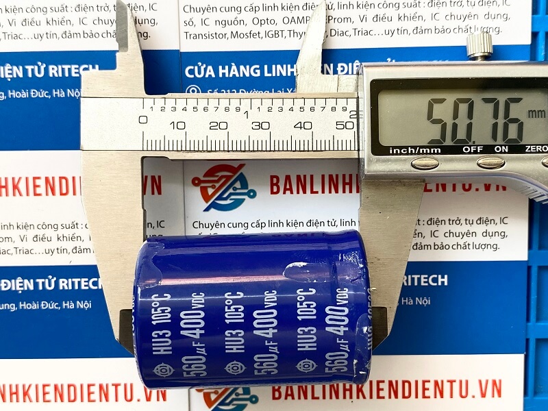 Tụ hóa 560uF 400V kích thước 35x50mm 105 độ (tháo máy)