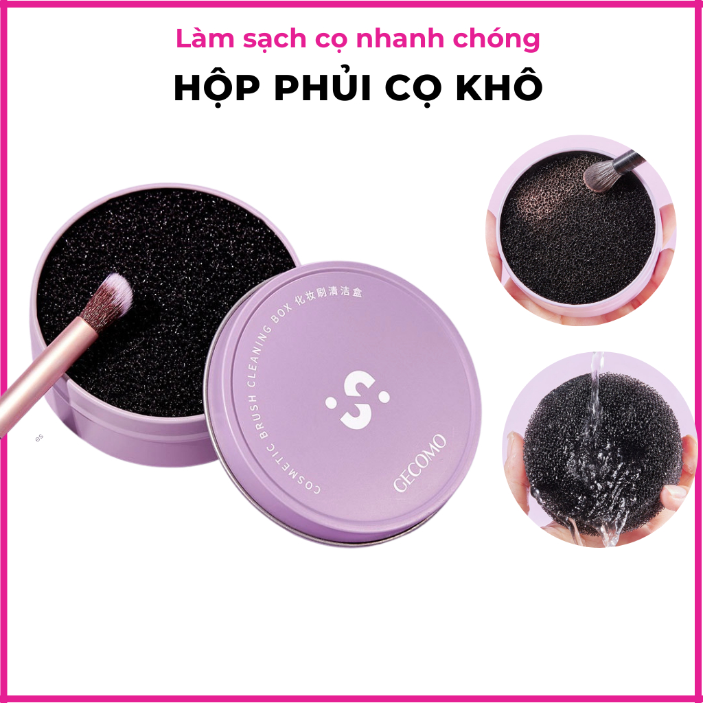 Hộp vệ sinh cọ trang điểm phủi cọ khô cấp tốc