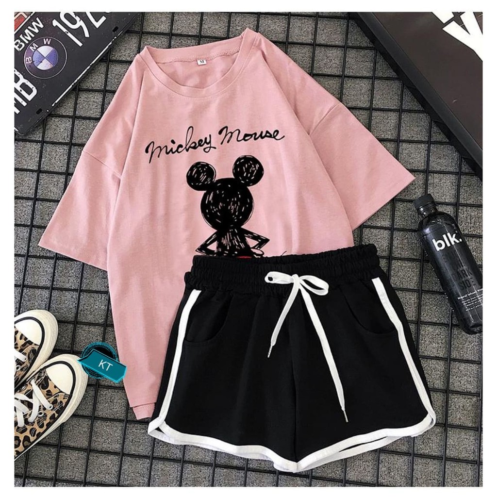 Sét áo phông Mickey quay lưng +quần viền KTH0720