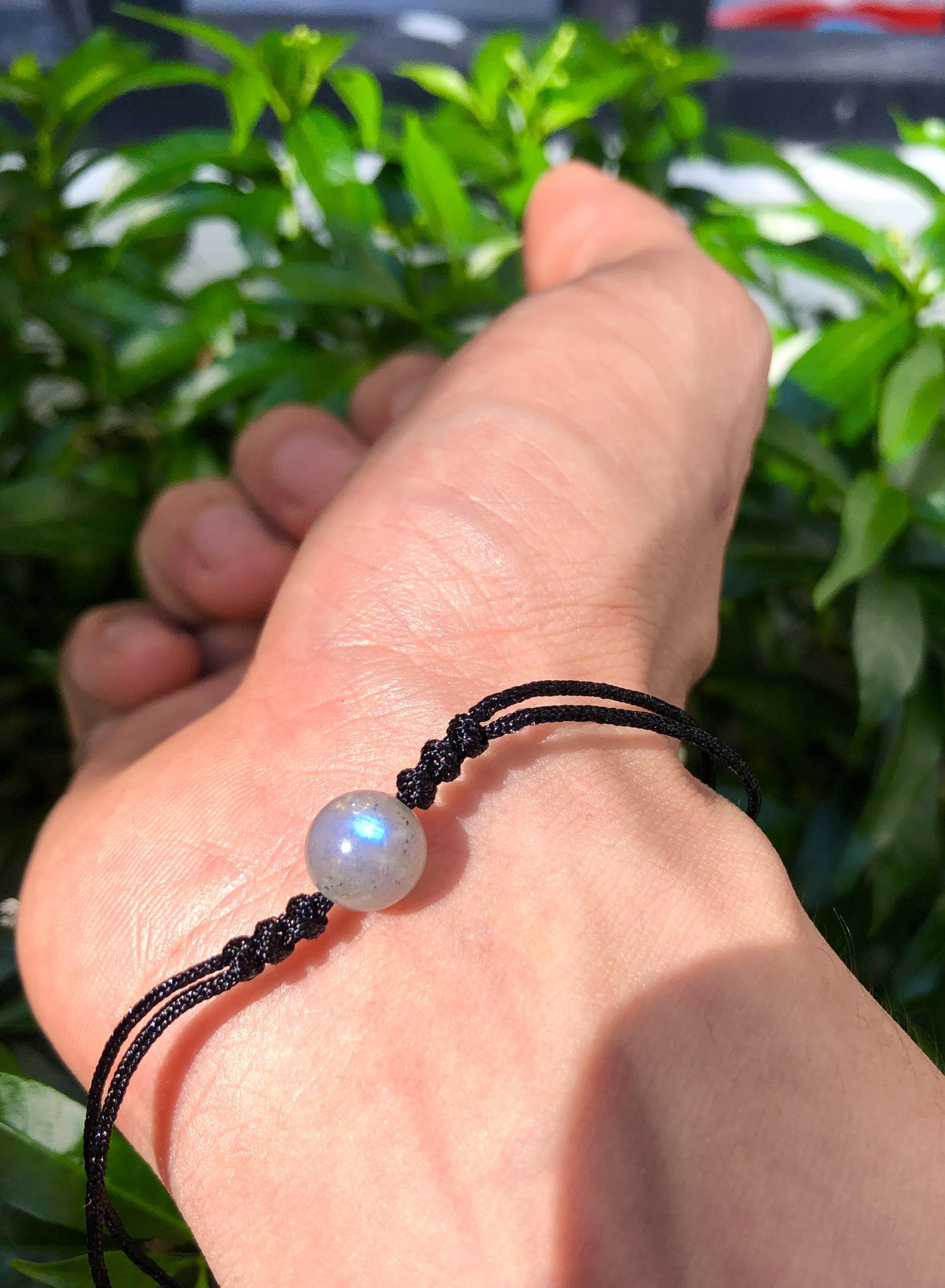 [FreeshipMAX] vòng tay đá sà cừ đan dây đen hạt 8mm