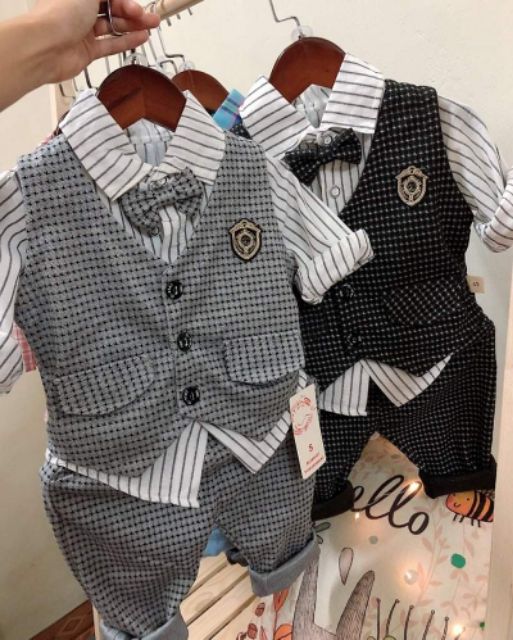 [HÀNG TẾT - ẢNH THẬT] Set Vest Gile cao cấp cho bé trai