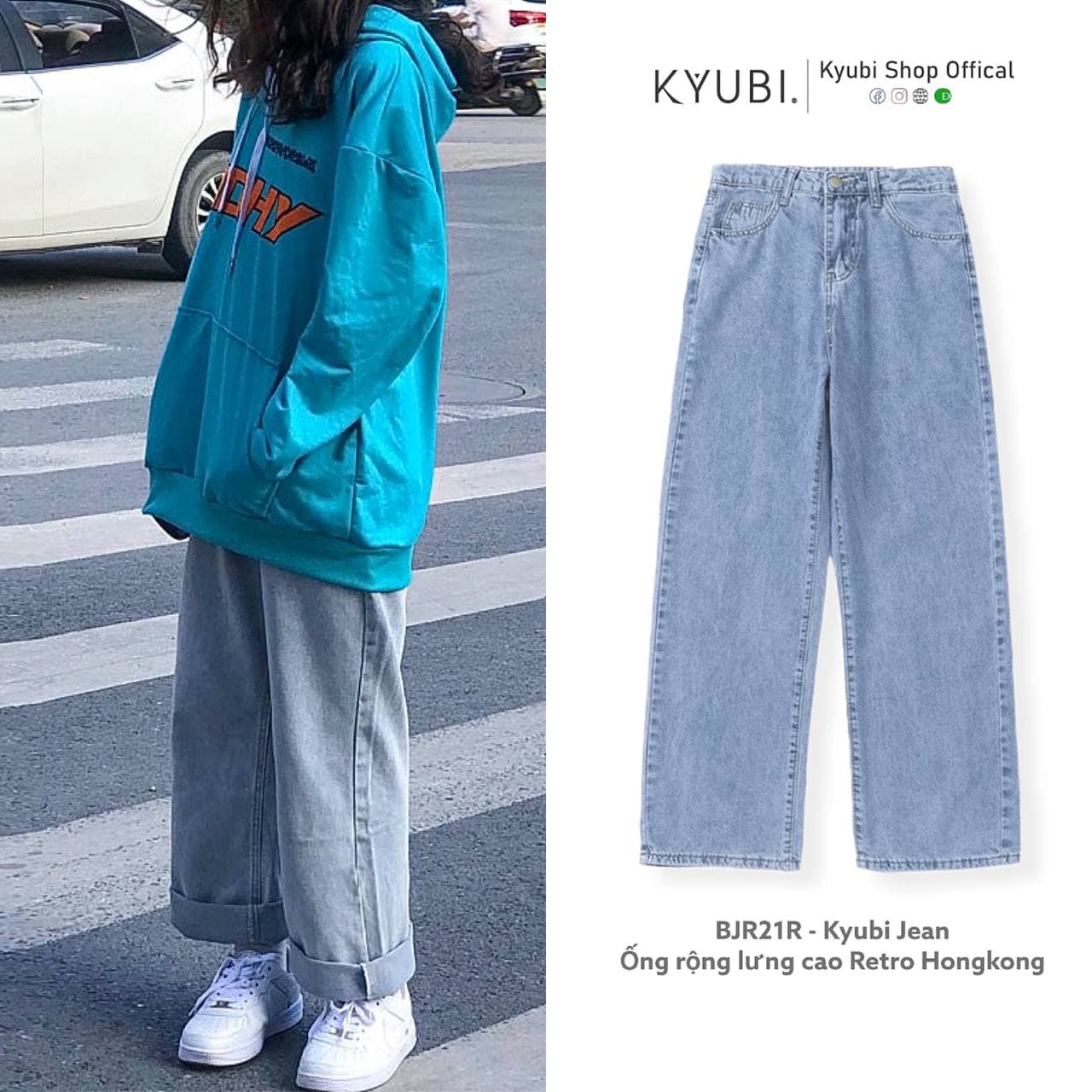 [Voucher 12% Đơn 149K] Quần jean ống rộng Zen92 phong cách ulzzang Hàn quốc (Có bigsize) - Baggy Jeans Cạp Lưng Cao KYUBI