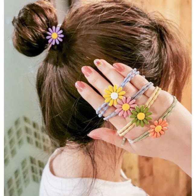 Set 10 dây cột tóc hoa cúc nhiều màu han quôc -vt0087-3