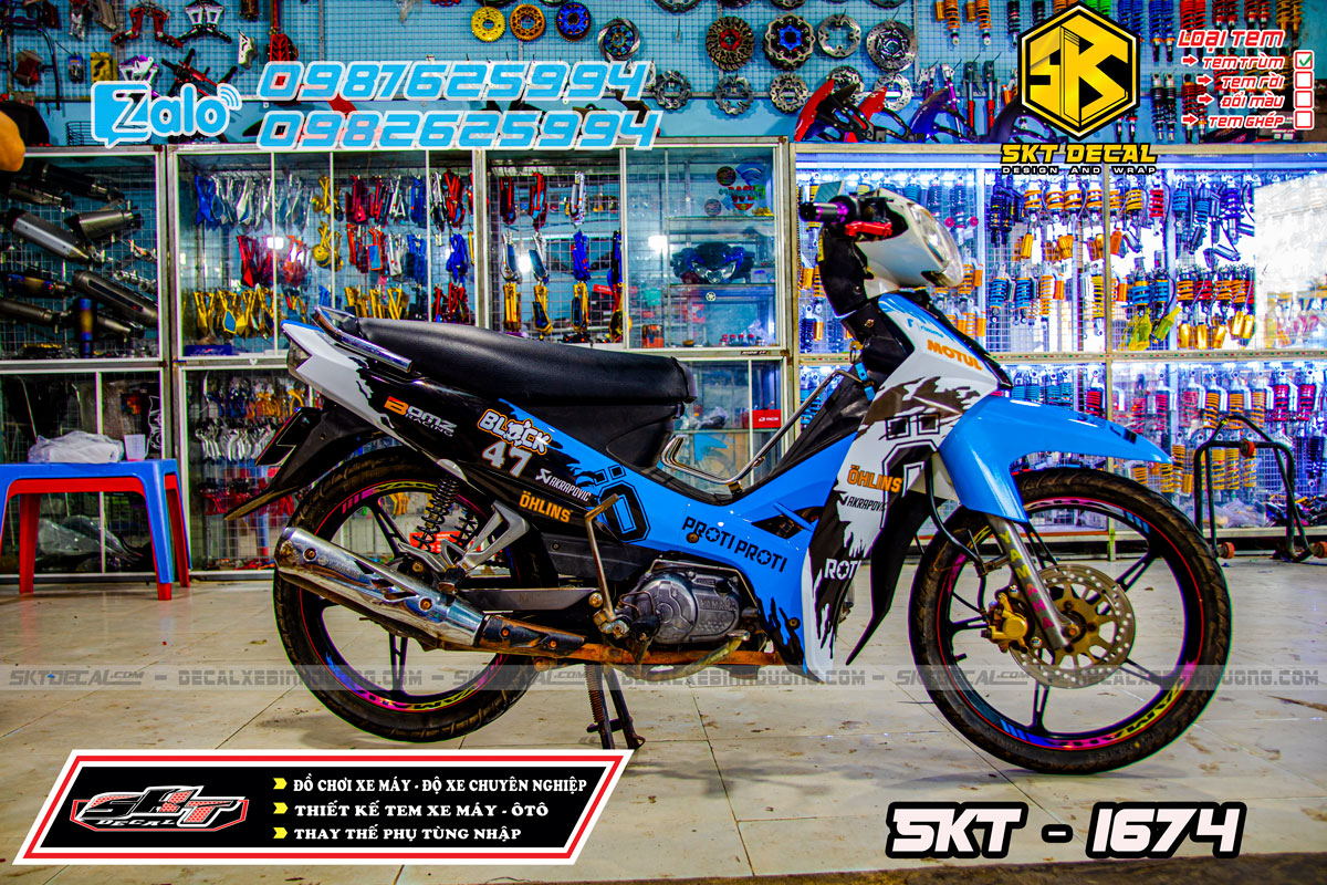 Tem trùm xe sirius xanh bạc 47