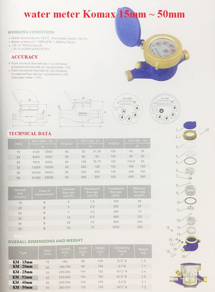 [hcm]Đồng hồ nước 34mm (DN25) - Có Kiểm Định - Komax Hàn Quốc