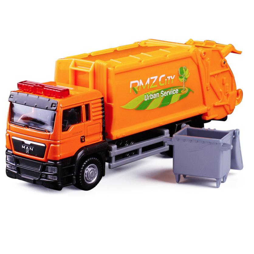 Xe ô tô chở rác mini đầu MAN mô hình xe bằng hợp kim nhựa tỉ lệ 1:64 đồ chơi trẻ em