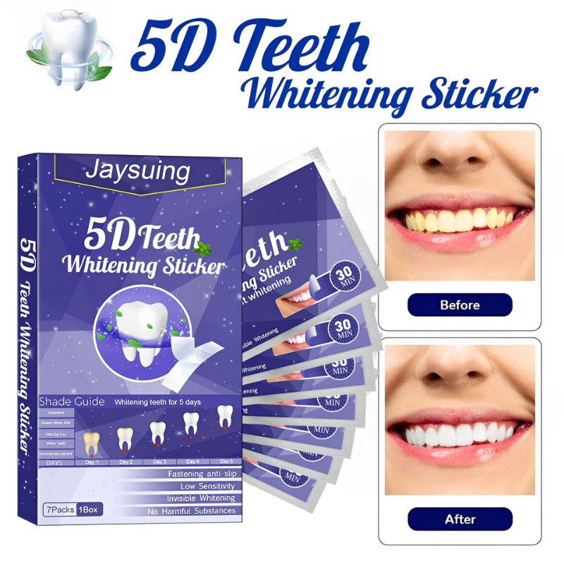 (1 GÓI 7 MIẾNG ) Miếng dán trắng răng chỉ sau 30 phút dán 5D TEETH WHITENING STIKER