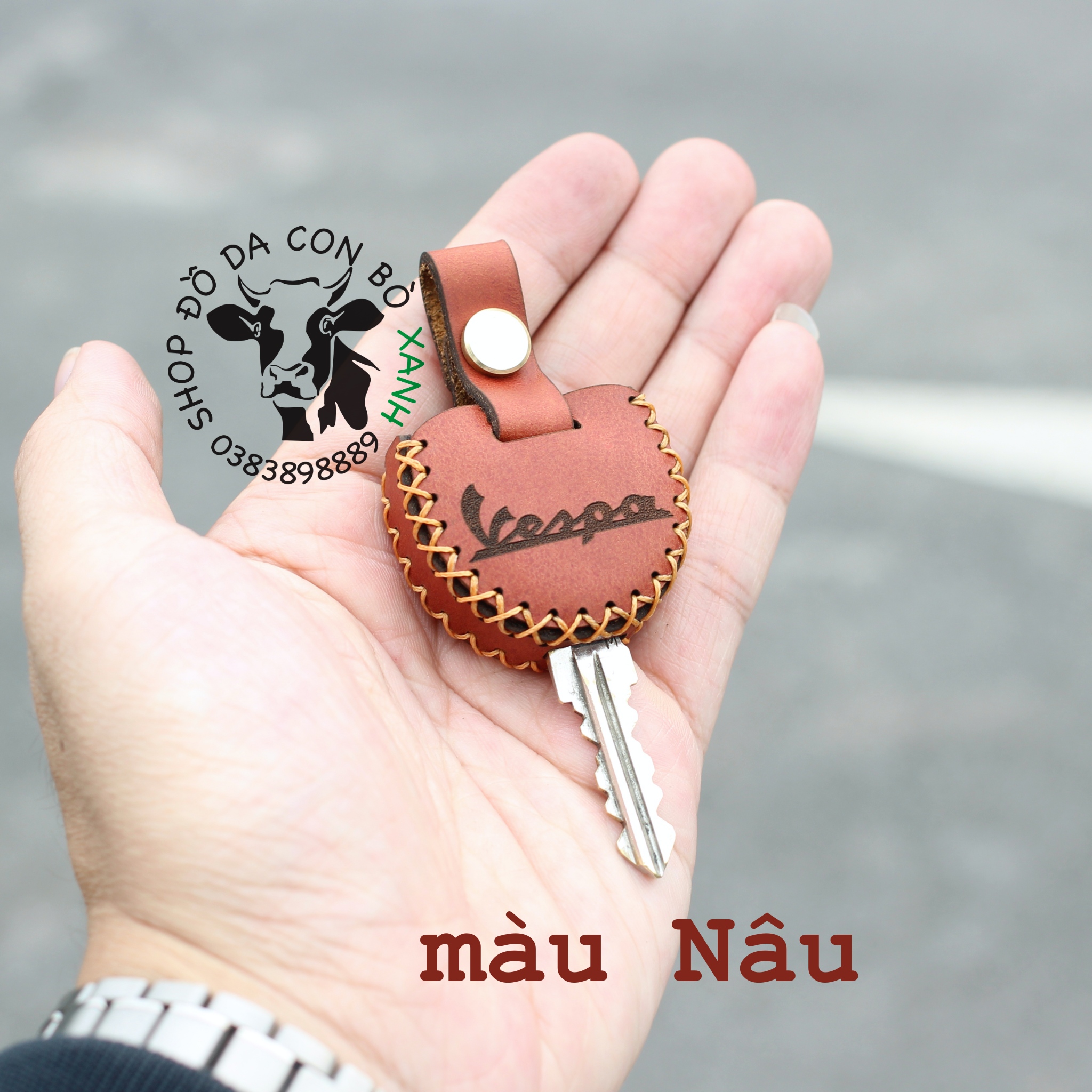 Bao Da Chìa Khóa Vespa, Piaggio handmade da thật (chìa khoá DÀY)