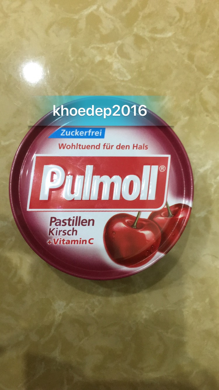 Kẹo ngậm ho không đường vị cherry Zuckerfrei Pulmoll (50g/hộp) vi ngau nhien