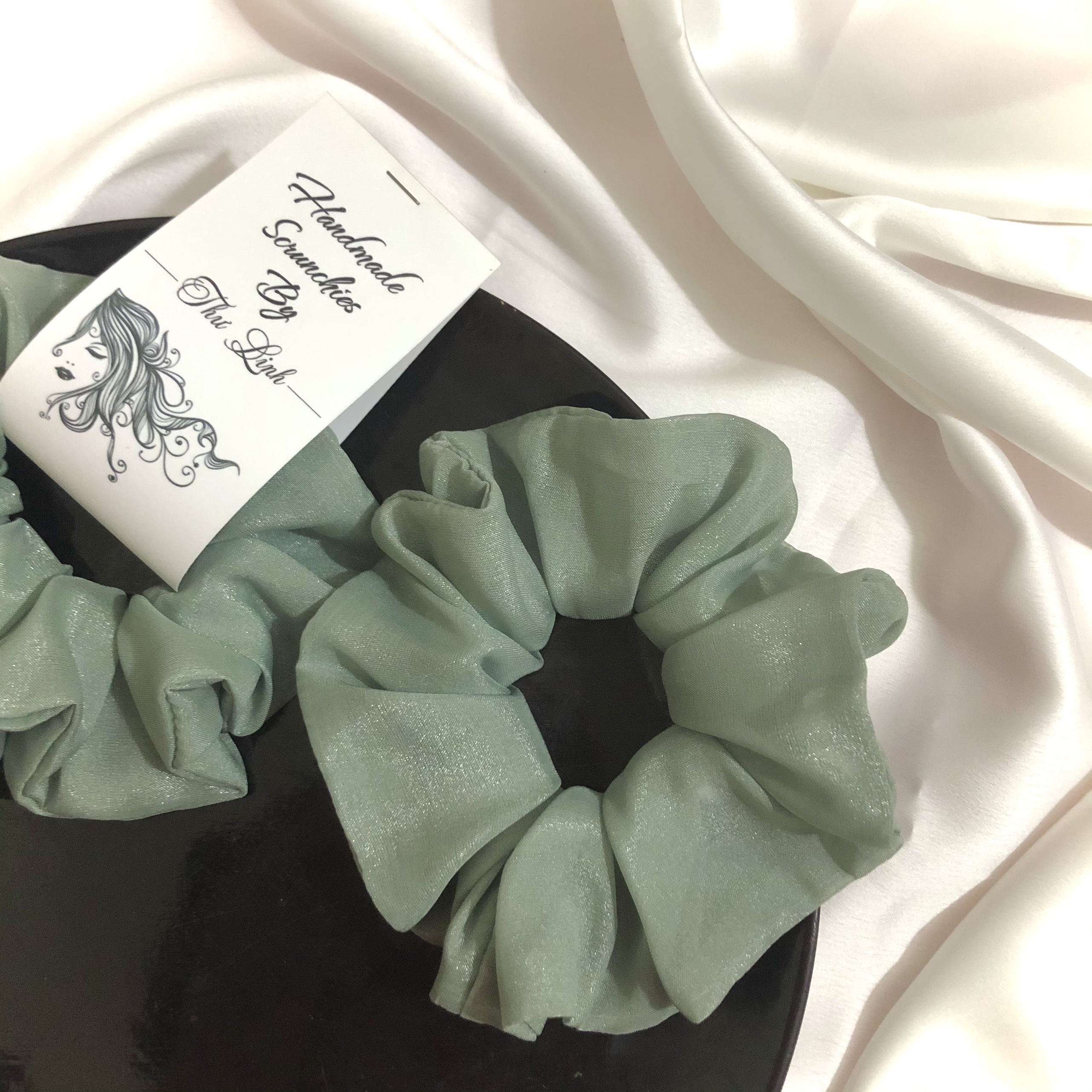 Scrunchies dây buộc tóc, cột tóc lụa óng cao cấp