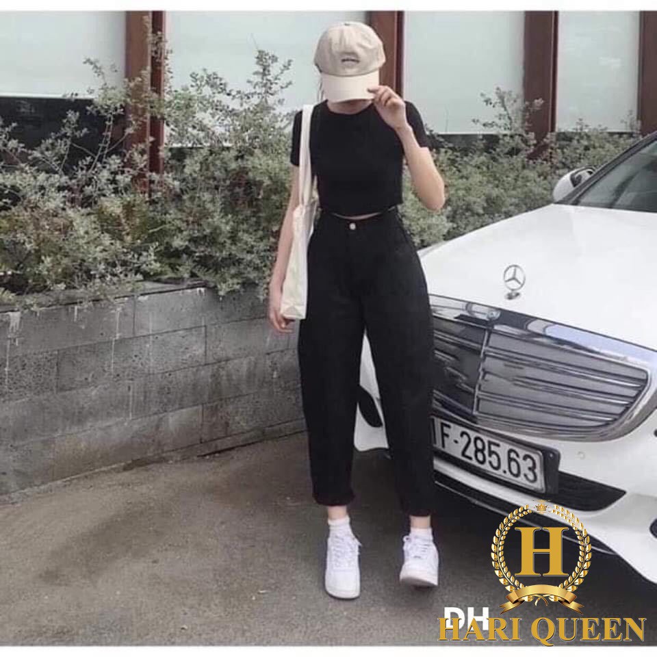 Quần baggy bò đen trơn DHO0420