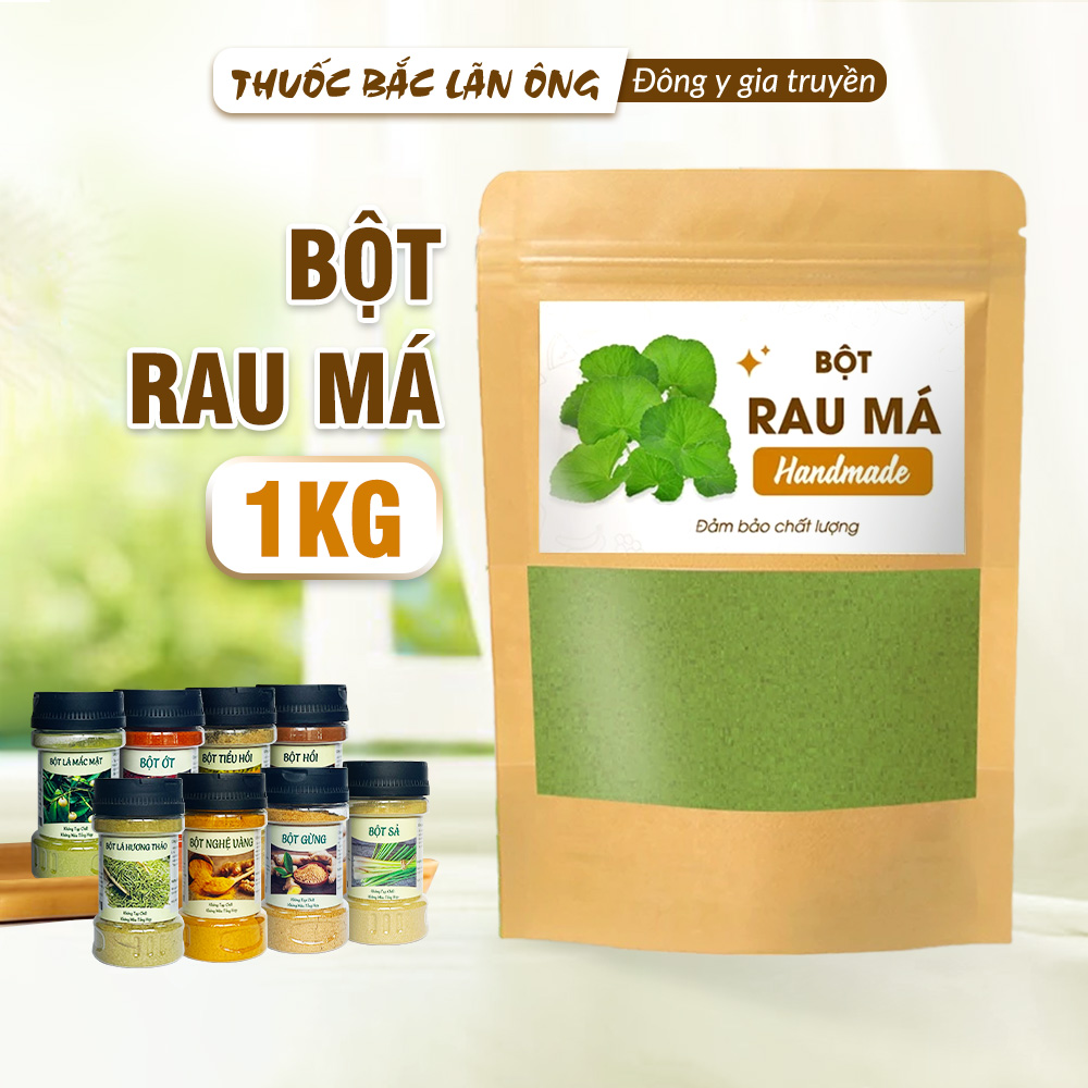 Bột rau má sấy lạnh 1kg, nguyên chất, thơm mịn, bột pha uống detox, thanh lọc cơ thể - Lãn Ông
