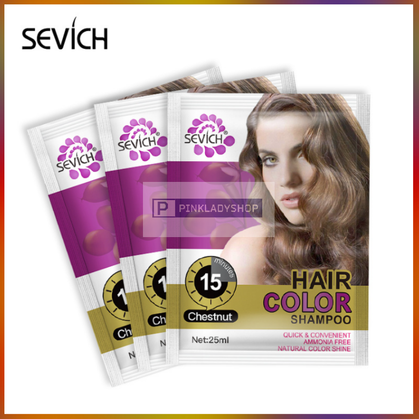 Dầu Gội Nhuộm Tóc Mầu Hạt Dẻ (Chestnut) Sevich 25ml/Gói