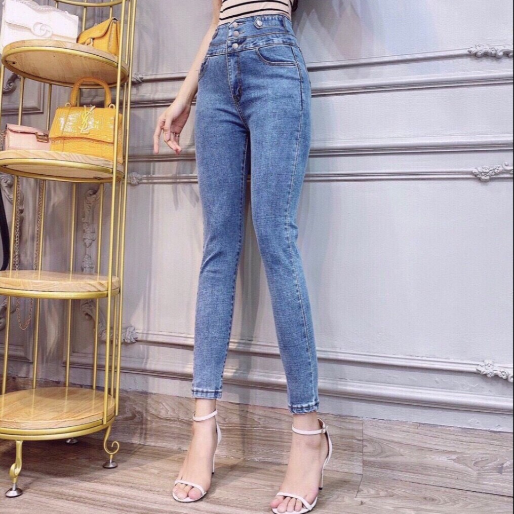 [HCM]QUẦN JEAN NỮ MÀU XANH PHỐI NÚT ĐẸP LƯNG CAO SIÊU TÔN DÁNG MẪU MỚI THỎ TÂY SHOP94 JC11