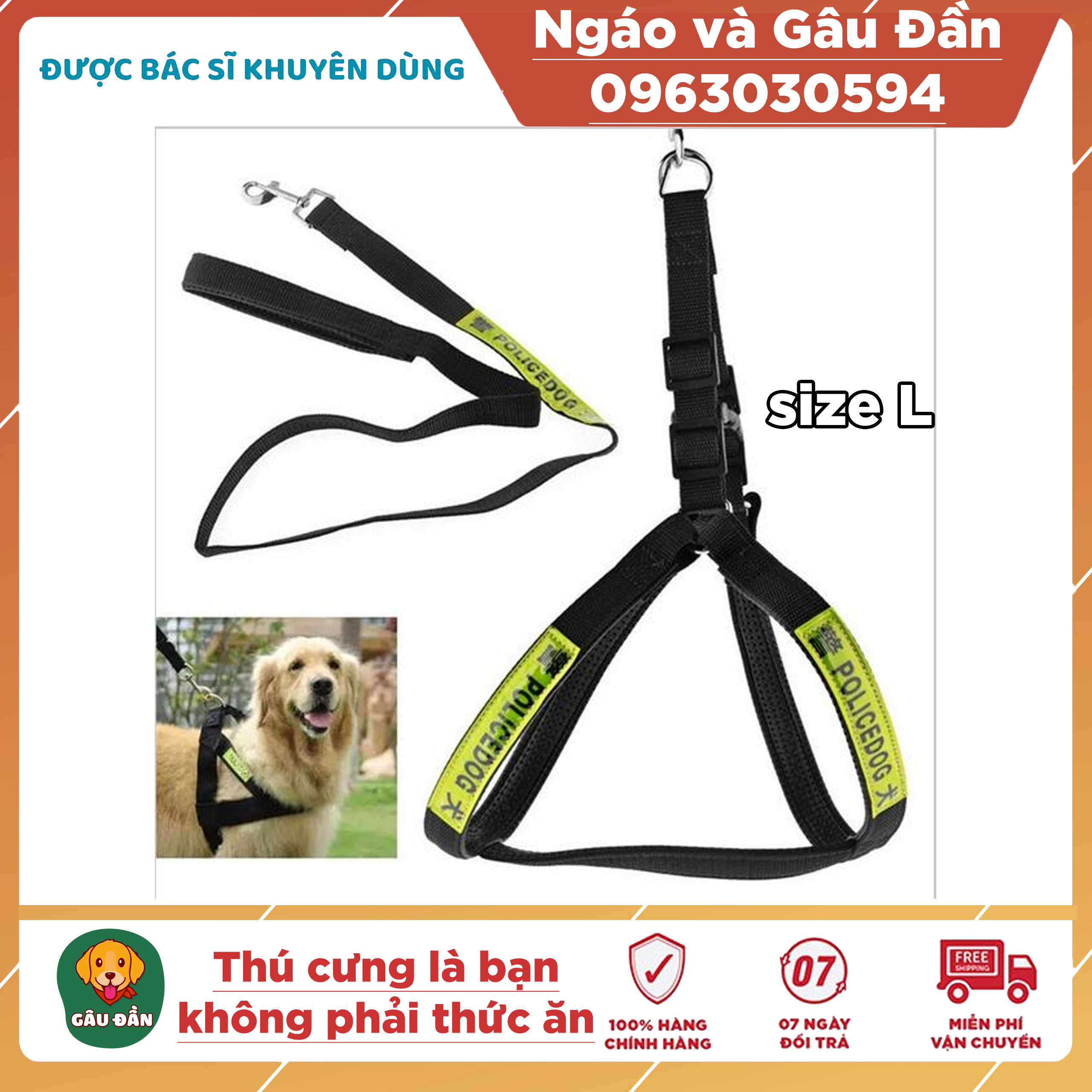 Đai Lưng Yếm Cho Chó Lớn Đi Dạo Huấn Luyện  Size L - Phụ Kiện Cho Thú Cưng