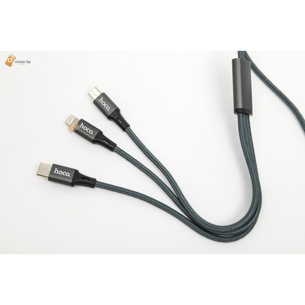 [HCM]Cáp sạc nhanh dây dù Hoco DU10 3in1 3A 1m (Micro Lightning Type-C)