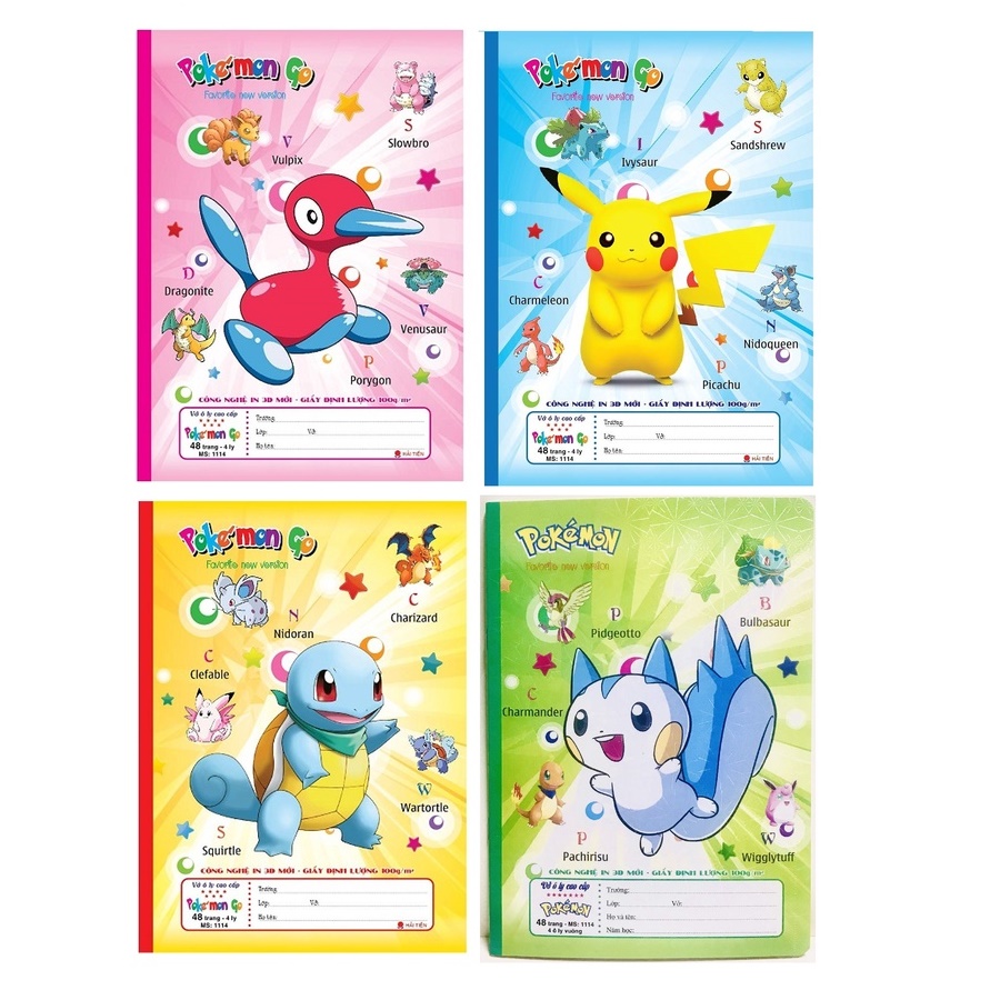 Lốc 10 vở 4 ôly pokemon 48 trang 1114