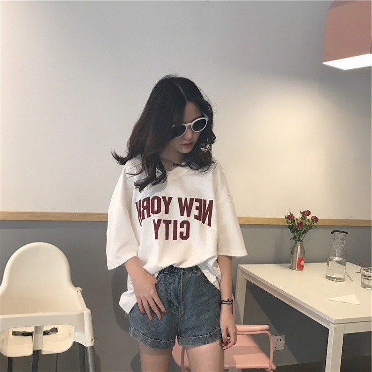 [HCM]ÁO THUN NỮ CỔ TIM NEWYORK CITY
